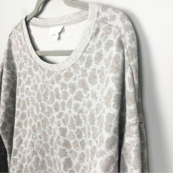 COLSIE | Gray Leopard Animal Print Cropped Loungewear Sweatshirt Women’s Size XL - Picture 3 of 9